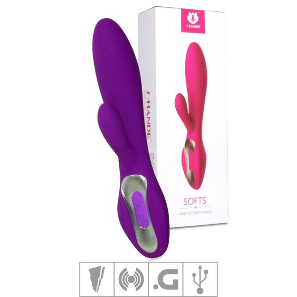 Vibrador Ponto G Recarregável Com Estimulador Softs SI – Roxo - 795128