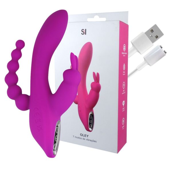 Vibrador Com Estimulador Recarregável Oley SI – Magenta - 871026
