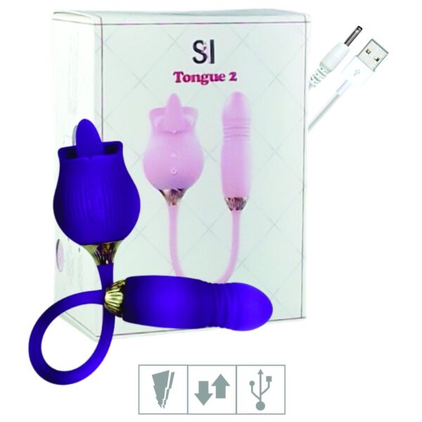 Estimulador Recarregável Formato de Rosa Tongue 2 SI – Roxo - 507736