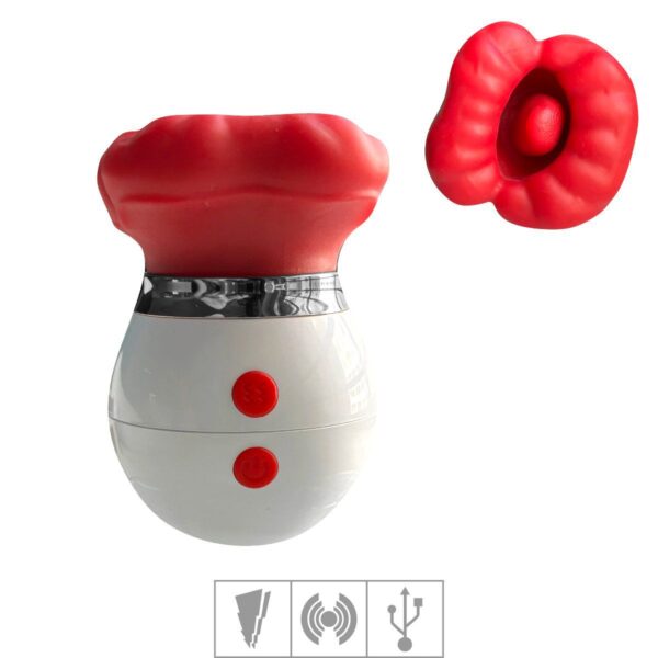 Vibrador Com Sucção Recarregável Formato de Boca SI – – Vermelho - 388923