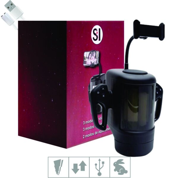 Masturbador Lanterna Com Vibro e Suporte Para Celular SI – Preto - 722344
