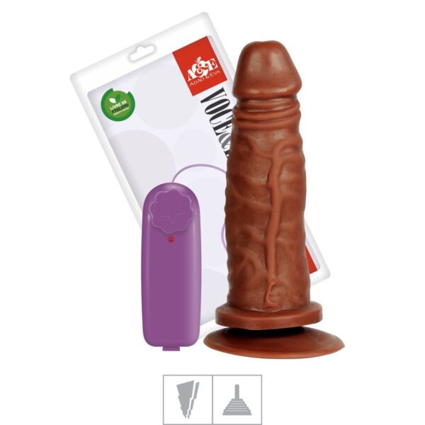 Prótese 14x13cm Com Vibro e Ventosa – Marrom - 213819