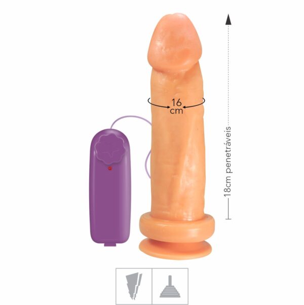 Prótese 18x16cm Com Vibro e Ventosa – Bege - 426613