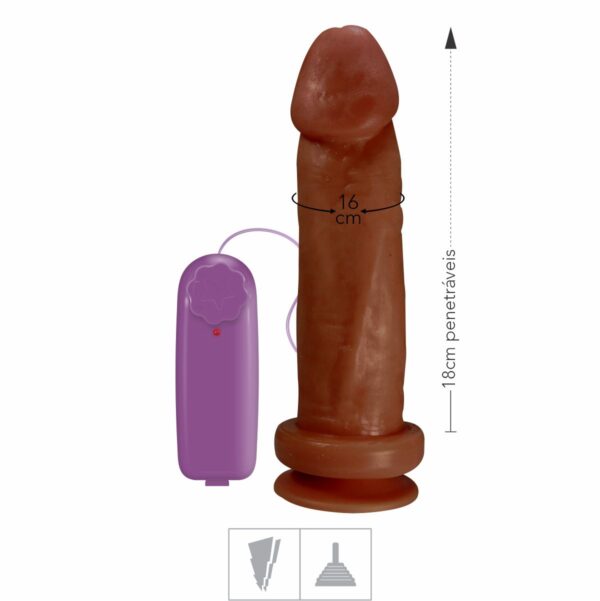 Prótese 18x16cm Com Vibro e Ventosa – Marrom - 372821