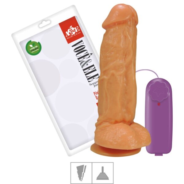 Prótese 17x17cm Com Vibro Ventosa e Escroto – Bege - 910792