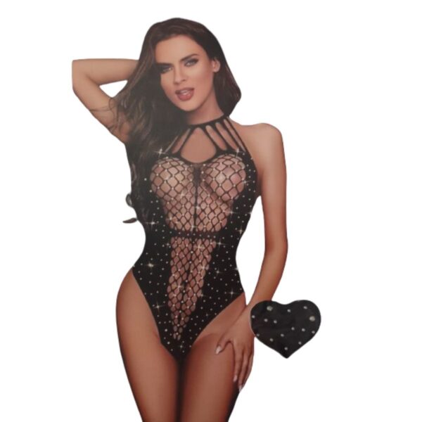 Body Com Detalhes em Arrastão Liang Nvren – Preto - 726755