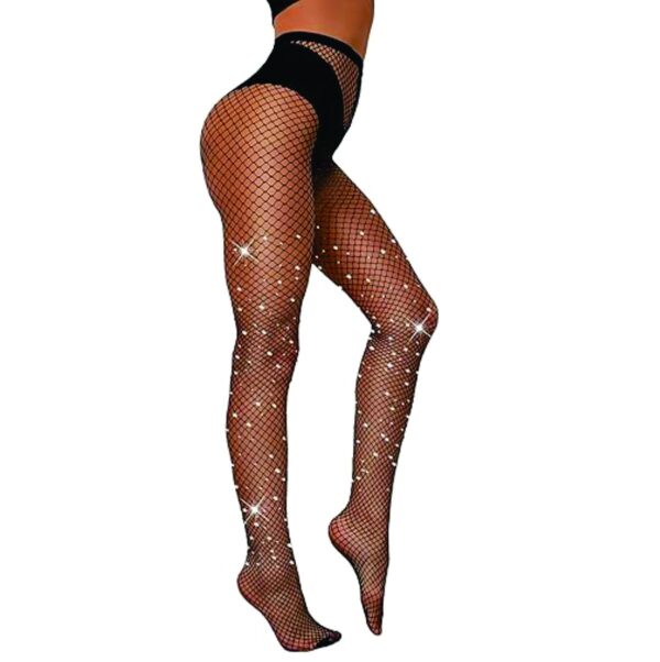 Meia Calça Arrastão Com Strass – Preto - 912965