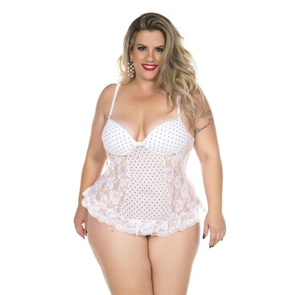 Body Agatha Plus Size – Branco C/ Preto - 748841