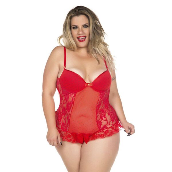Body Agatha Plus Size – Vermelho C/ Preto - 160231