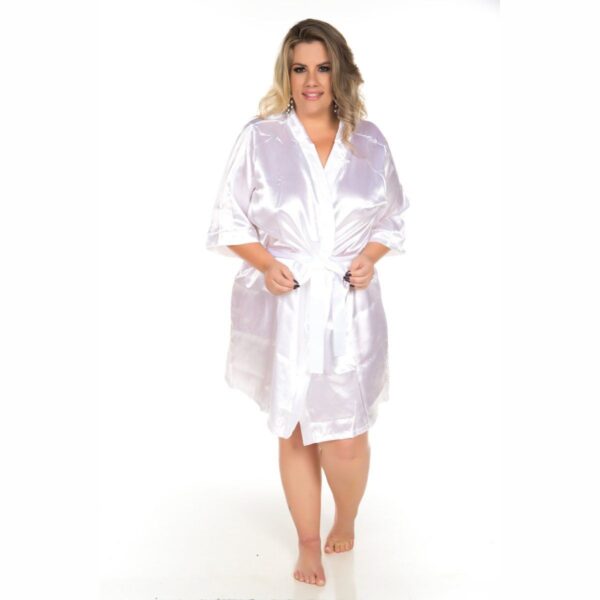 Robe Cetim Curto Plus Size – Branco - 139581