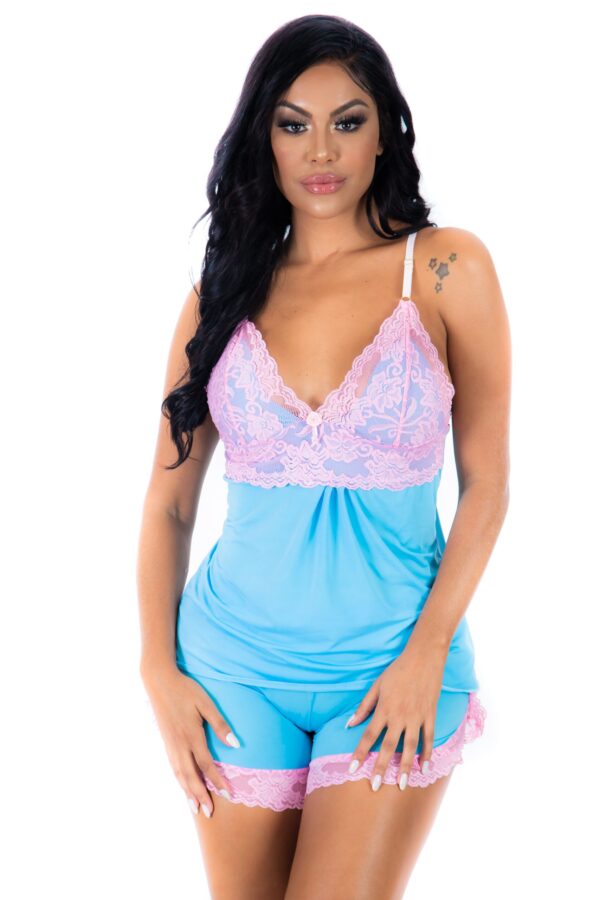 Short Doll Bianca – Azul C/ Rosa - 680699