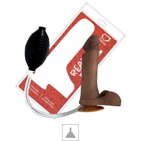 Prótese 15X14cm Com Ventosa e Escroto Ejaculadora Realdick – Marrom - 156718
