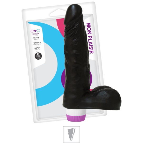 Prótese 16x16cm Com Vibro e Escroto – Preto - 156890