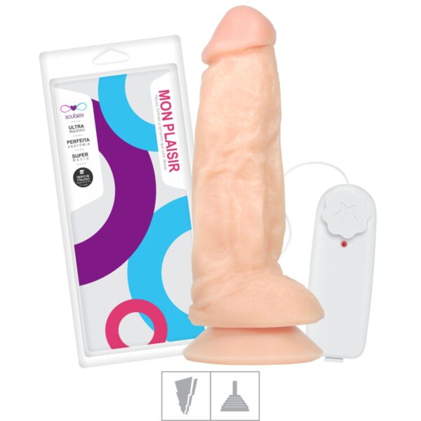 Prótese 14x16cm Com Vibro Ventosa e Escroto – Bege - 851248