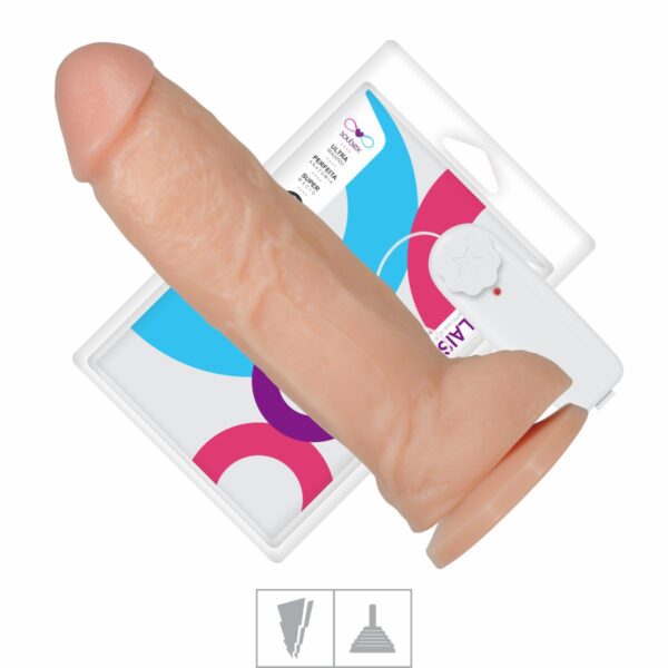 Prótese 17x17cm Com Vibro Ventosa e Escroto – Bege - 557472