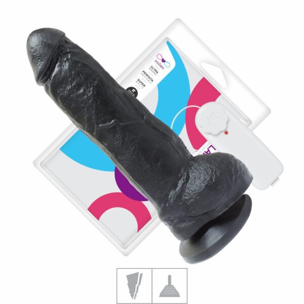 Prótese 17x17cm Com Vibro Ventosa e Escroto – Preto - 462030