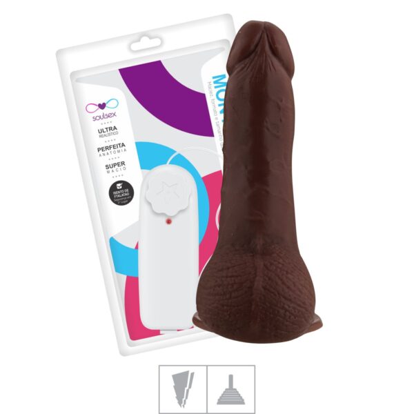 Prótese 11x14cm Com Vibro Ventosa e Escroto – Marrom - 684907