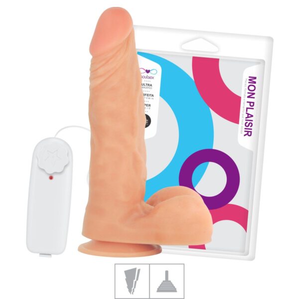 Prótese 16x15cm Com Vibro Ventosa e Escroto – Bege - 558239