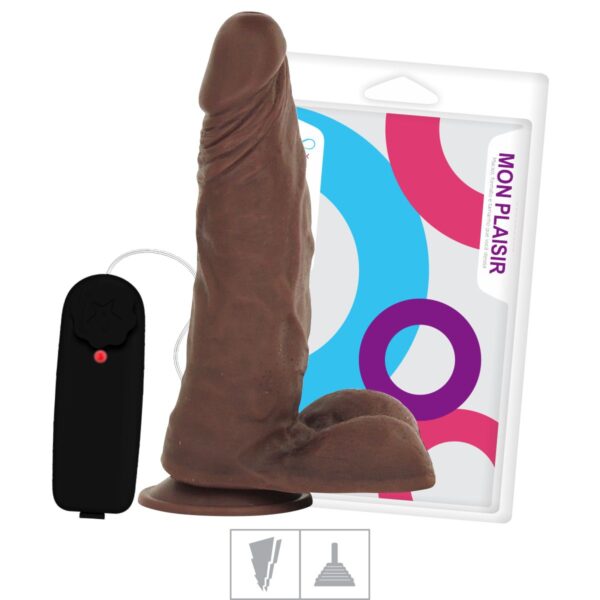 Prótese 16x15cm Com Vibro Ventosa e Escroto – Marrom - 734174