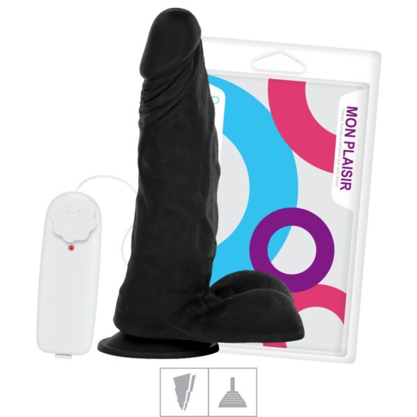Prótese 16x15cm Com Vibro Ventosa e Escroto – Preto - 970885