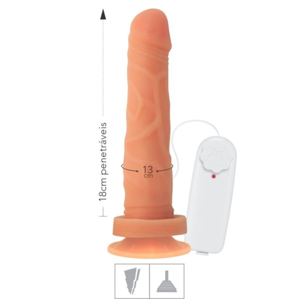 Prótese 18x13cm Com Vibro e Ventosa – Bege - 771949