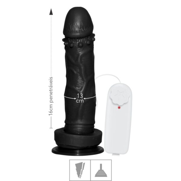 Prótese 16x13cm Com Vibro e Ventosa – Preto - 753058