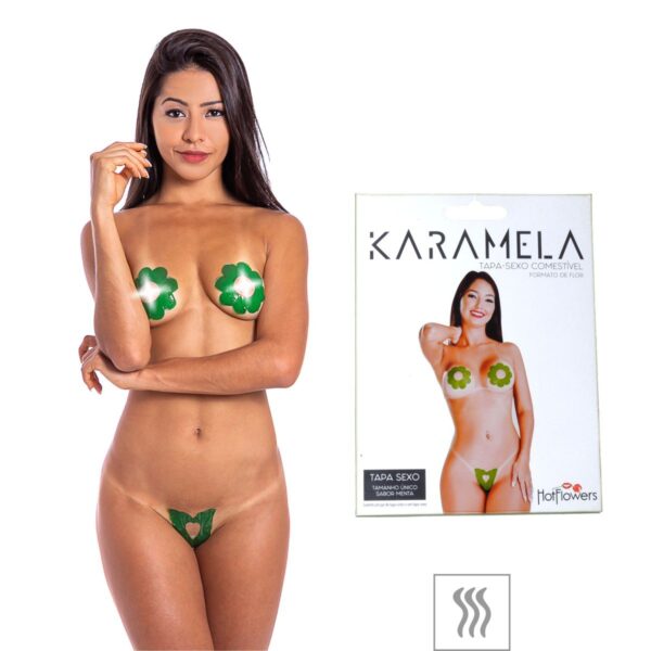 Tapa-Sexo Comestível Karamela Formato Flor – Menta - 603250