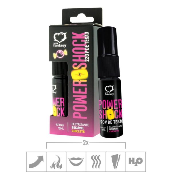 Excitante Unissex Beijável Power Shock 220V 15ml – Chiclete - 687051
