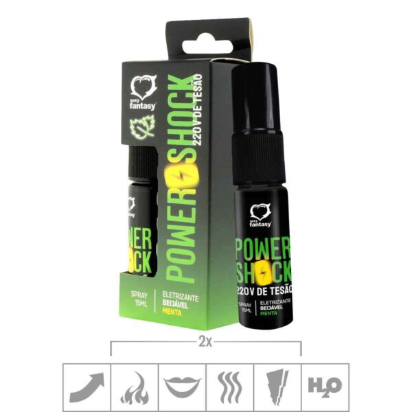 Excitante Unissex Beijável Power Shock 220V 15ml – Menta - 318393