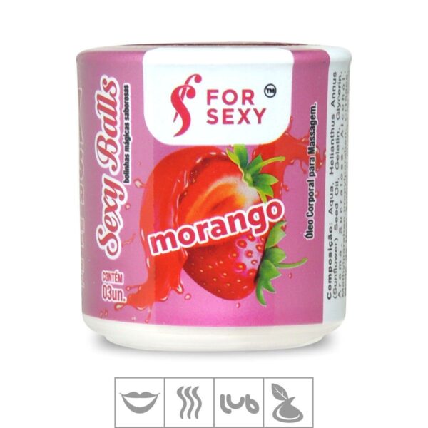 Bolinha Beijável Sexy Balls 3un (ST732). – Morango - 402474
