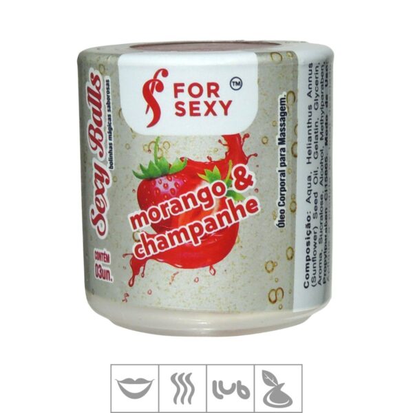 Bolinha Beijável Sexy Balls 3un (ST732). – Morango c/ Champagne - 504644