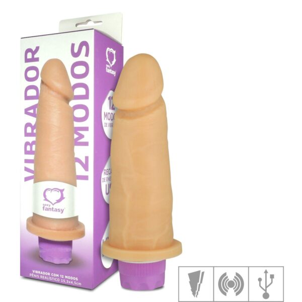 Prótese 14x15cm Com Vibro Recarregável – Bege - 242170