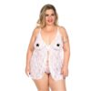 Camisola Renda Aberta Plus Size – Branco - 271996 - Image 2