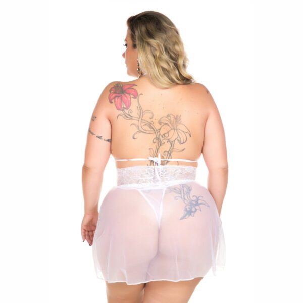 Camisola Renda Curta Plus Size – Branco - 527847