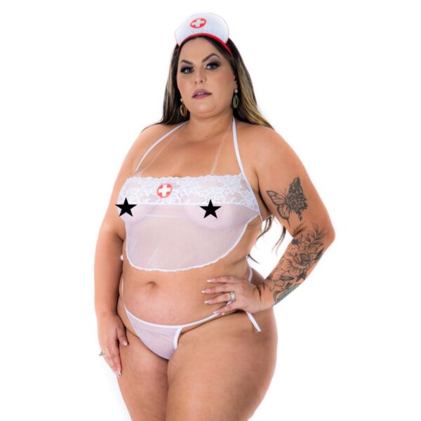 Fantasia Mini Médica Sexy Plus Size – Padrão - 623062