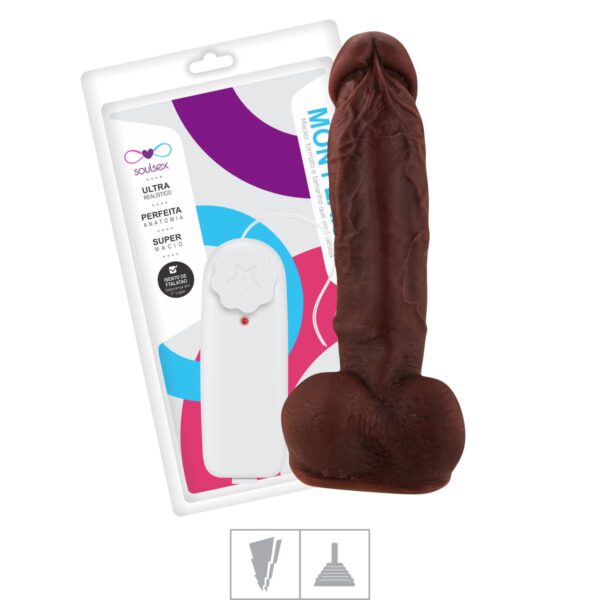 Prótese 18x16cm Com Vibro Ventosa e Escroto – Marrom - 907992
