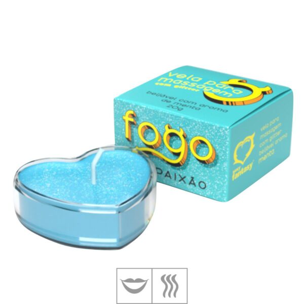 Vela Beijável Fogo da Paixão Com Glitter 20g SF – Menta - 236397