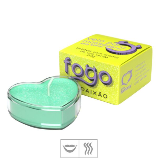 Vela Beijável Fogo da Paixão Com Glitter 20g SF – Uva Verde - 776327