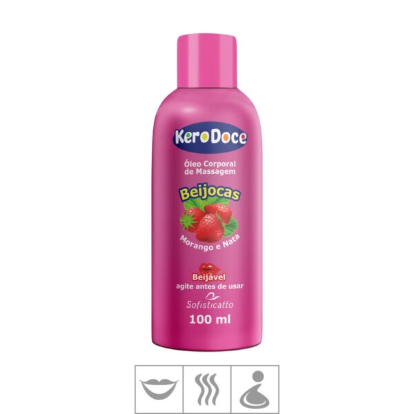 Óleo Para Massagem Beijável Kero Doce 100ml – Morango e Nata - 833999